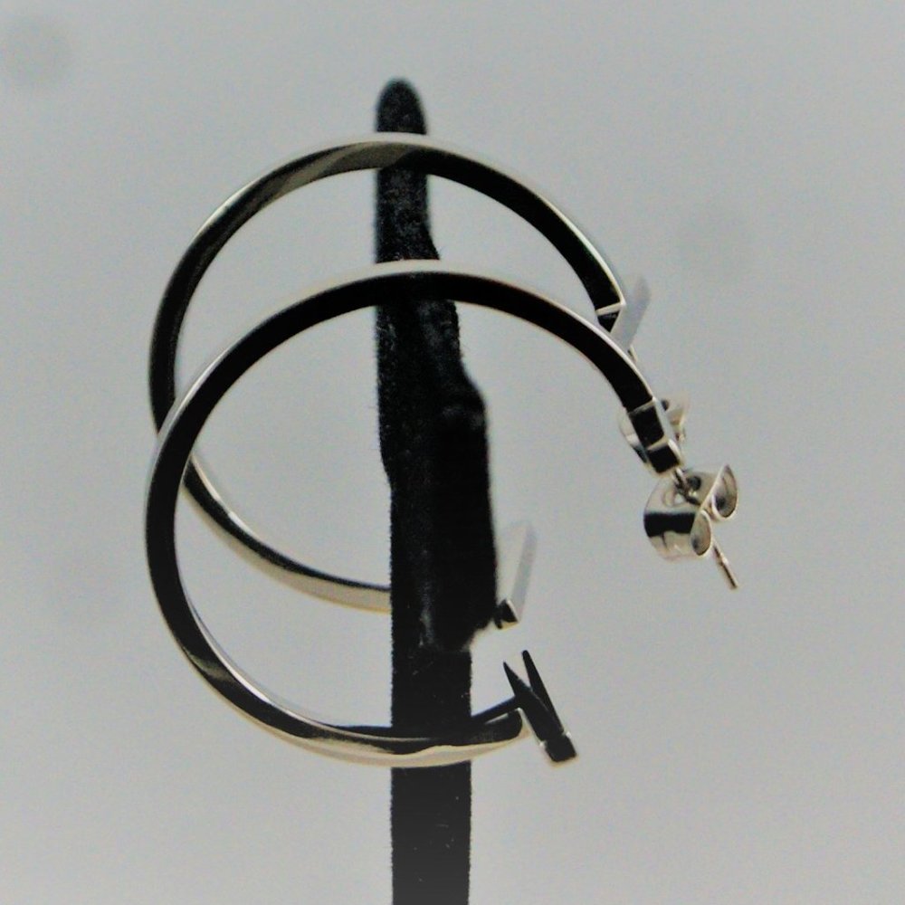 Cut Hoop Earrings | Silver - New! - Picture 3 of 4